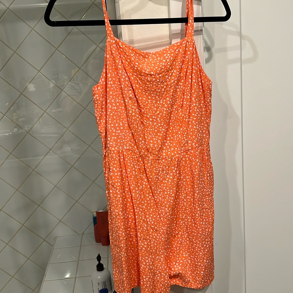 Orange floral romper
